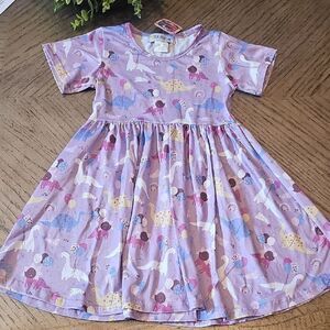 Girls' Lavender Dinosaur Print Twirl Dress 7/8 NWT